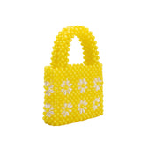 Selena Yellow Beaded Top Handle Bag