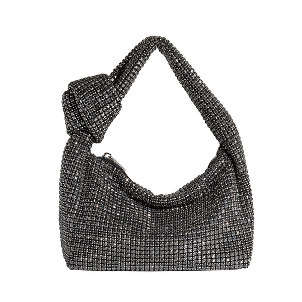 Reena Black Crystal Top Handle Bag