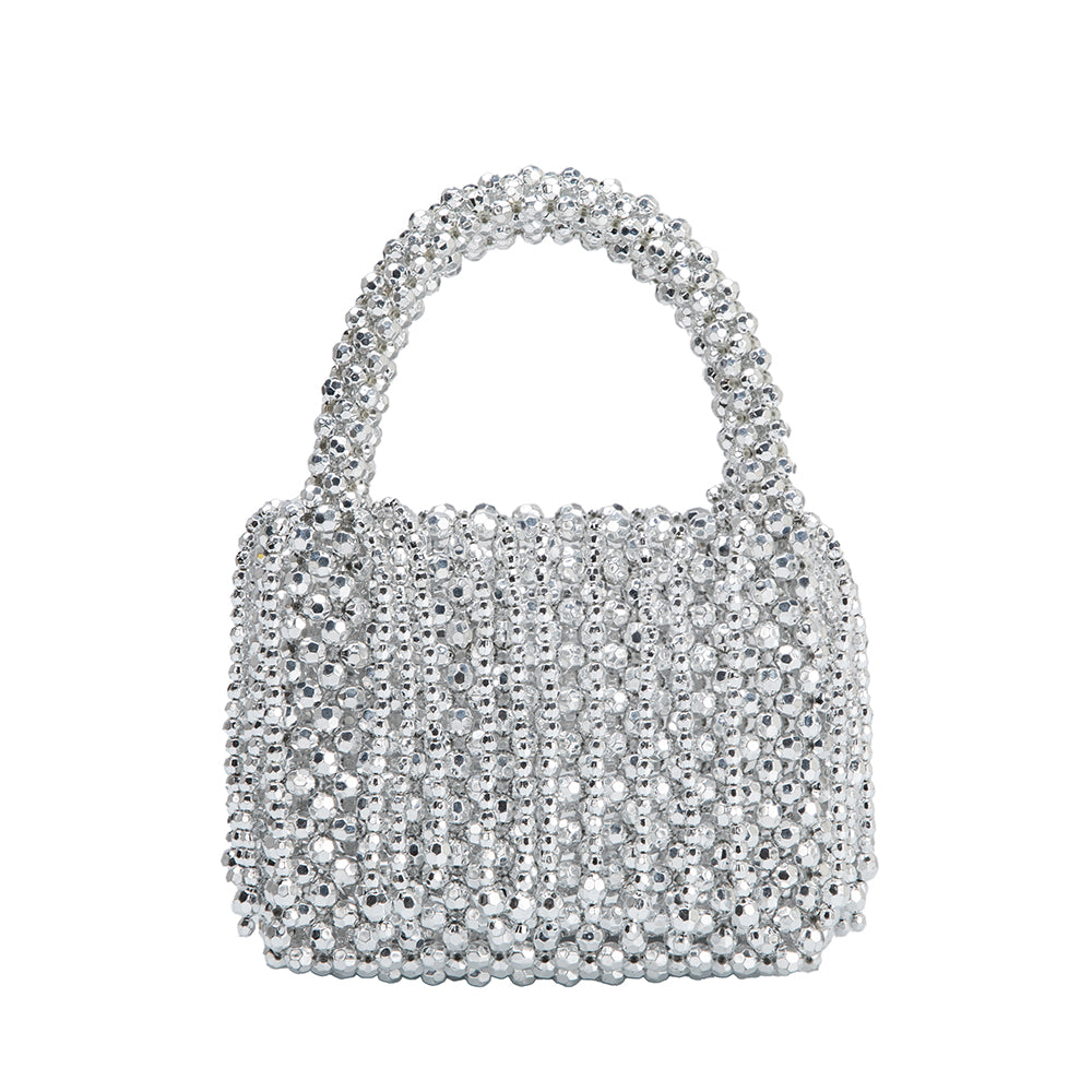 Ryan Silver Beaded Top Handle Bag