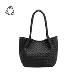 Anahi Black Recycled Vegan Woven Top Handle Bag