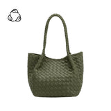 Anahi Olive Recycled Vegan Woven Top Handle Bag