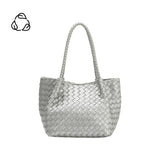 Anahi Silver Recycled Vegan Woven Top Handle Bag