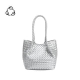 Anahi Silver Recycled Vegan Woven Top Handle Bag