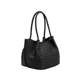 Anahi Black Recycled Vegan Woven Top Handle Bag