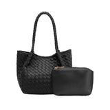 Anahi Black Recycled Vegan Woven Top Handle Bag