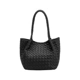 Anahi Black Recycled Vegan Woven Top Handle Bag