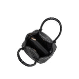 Anahi Black Recycled Vegan Woven Top Handle Bag