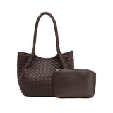 Anahi Espresso Recycled Vegan Woven Top Handle Bag