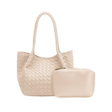 Anahi Ivory Recycled Vegan Woven Top Handle Bag