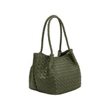 Anahi Olive Recycled Vegan Woven Top Handle Bag