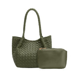 Anahi Olive Recycled Vegan Woven Top Handle Bag