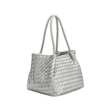 Anahi Silver Recycled Vegan Woven Top Handle Bag