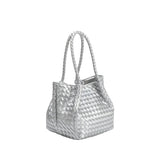 Anahi Silver Recycled Vegan Woven Top Handle Bag