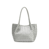 Anahi Silver Recycled Vegan Woven Top Handle Bag