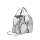 Monroe Silver Flower Top Handle Bag