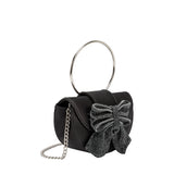 Sierra Black Satin Top Handle Bag