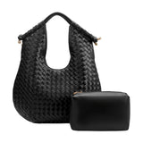 Tracy Woven Black Recycled Vegan Shoulder Bag