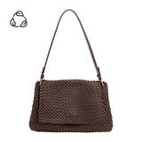 Natalia Espresso Woven Recycled Vegan Shoulder Bag