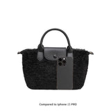 Winnie Black Sherpa Tote Bag