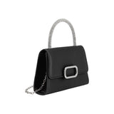 Sadie Black Satin Top Handle Bag