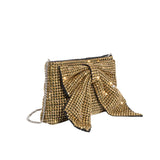 Jada Gold Bow Clutch Crossbody Bag