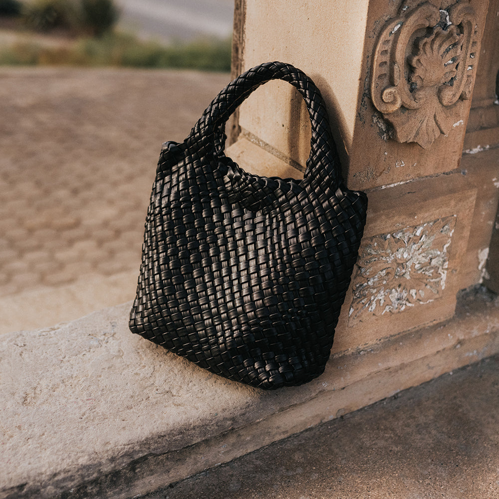 Black Eloise Recycled Vegan Leather Tote Bag | Melie Bianco