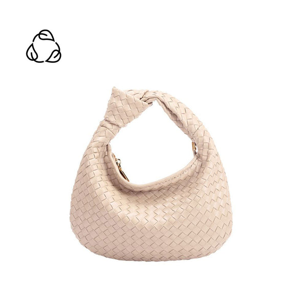 Ivory White Leather Cube Square Shoulder Hobo Bag Zipper One