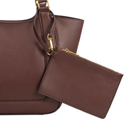 Chocolate Michelle Large Recycled Vegan Leather Tote Bag | Melie