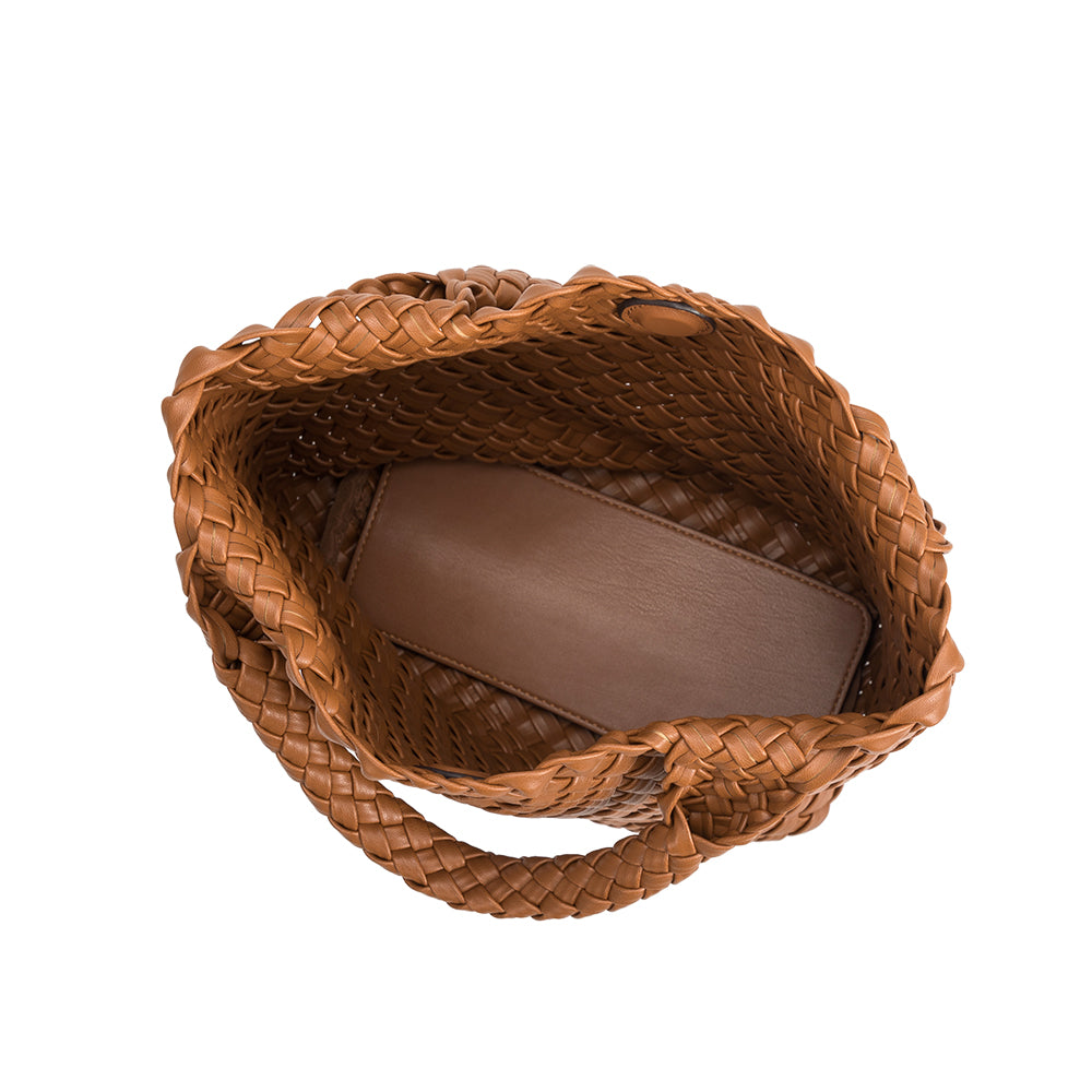 Woven Vegan Leather Basket Bag