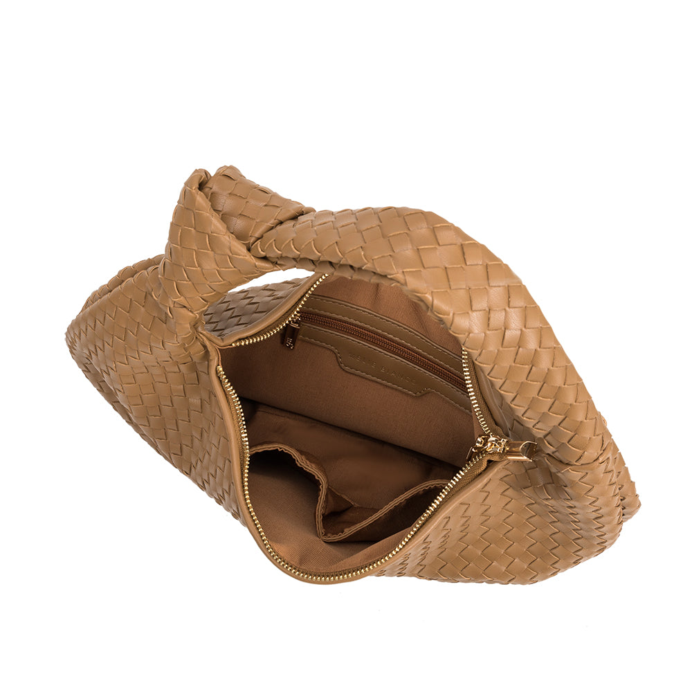 Melie Bianco Brigitte Large Vegan Woven Hobo in Taupe